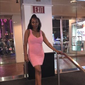Pink fuzzy mini dress